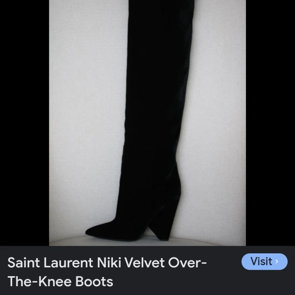 SAINT LAURENT Niki's black velvet suede size 8 1\2 USA woman's over knee boots - Picture 5 of 5